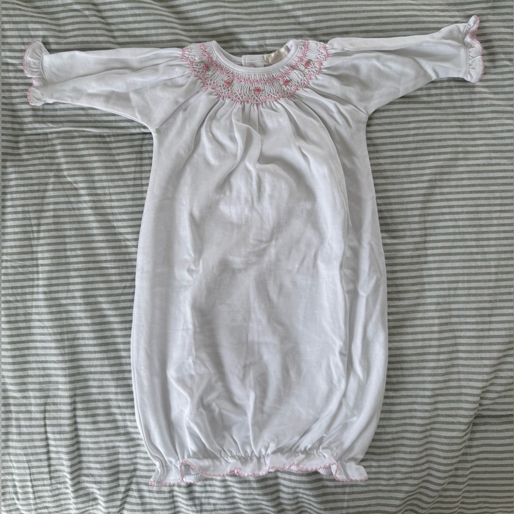 Kissy Kissy White and Pink Smocked Nightgown